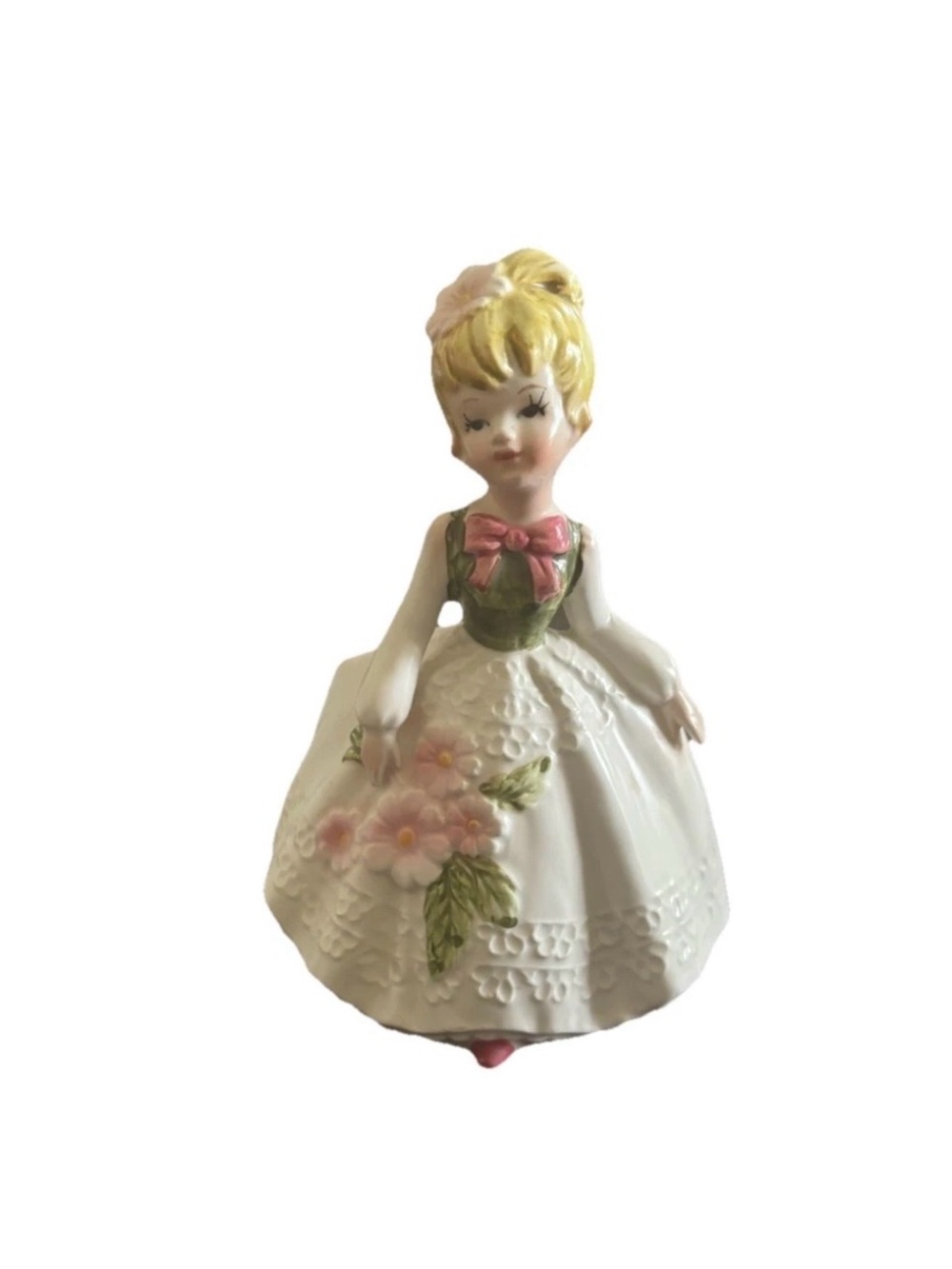Lufton Vintage Porcelain Floral Vase Young Girl Hand Painted From Japan
